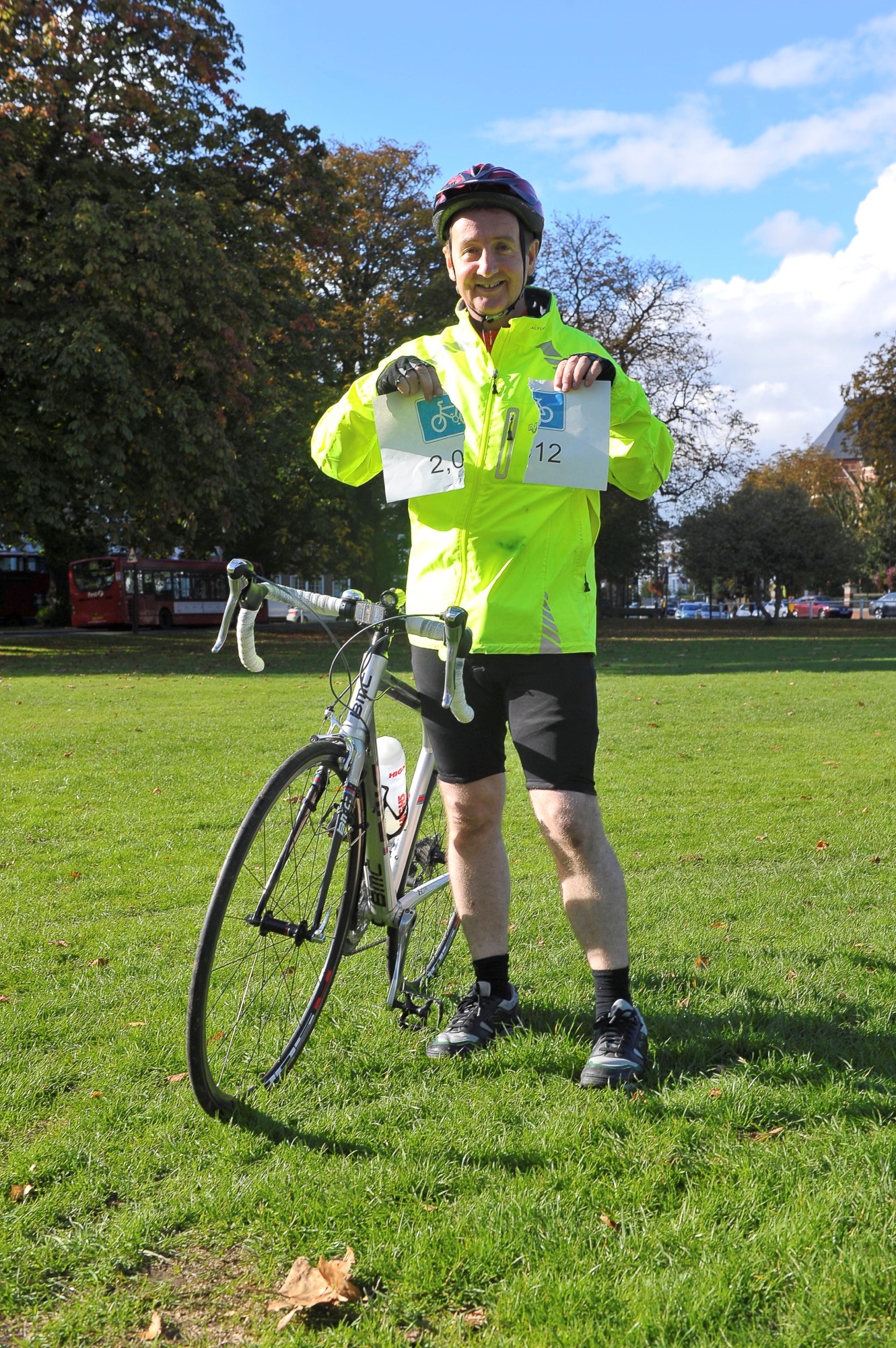 Image of Councillor Julian Bell having completed his 2012 miles in 2012 challenge